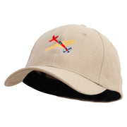 Airplanes Embroidered Stretch Heavy Weight Brushed Cotton Fitted Cap - Khaki S-M