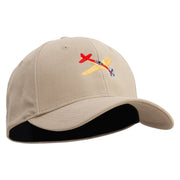 Airplanes Embroidered Stretch Heavy Weight Brushed Cotton Fitted Cap - Khaki S-M