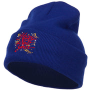 Happy New Year Embroidered Long Knitted Beanie