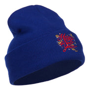 Happy New Year Embroidered Long Knitted Beanie