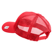 US Marine Corps Veteran Emblem Embroidered 6 Panel Structured Cotton Twill Mesh Cap Made in USA - Red OSFM