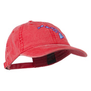 Hawaii State Map Embroidered Washed Cap