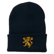 Heraldic Lion Embroidered Long Beanie