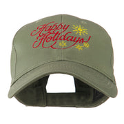 Christmas Happy Holidays Snow Flakes Embroidered Cap