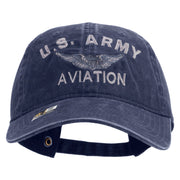 Licensed US Army Aviation Embroidered Washed Solid Pigment Dyed Cotton Twill Brass Buckle Cap - Navy OSFM
