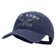 Licensed US Army Aviation Embroidered Washed Solid Pigment Dyed Cotton Twill Brass Buckle Cap - Navy OSFM