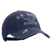 Licensed US Army Aviation Embroidered Washed Solid Pigment Dyed Cotton Twill Brass Buckle Cap - Navy OSFM