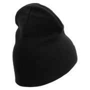 Licensed Made in USA US Submarine Retired Symbol Embroidered 8 Inch Solid Knit Short Beanie - Black OSFM