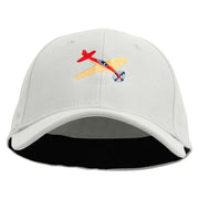 Airplanes Embroidered Stretch Heavy Weight Brushed Cotton Fitted Cap - White S-M