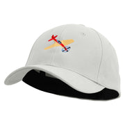 Airplanes Embroidered Stretch Heavy Weight Brushed Cotton Fitted Cap - White S-M