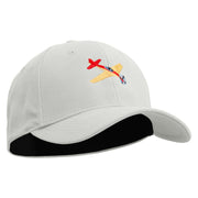 Airplanes Embroidered Stretch Heavy Weight Brushed Cotton Fitted Cap - White S-M