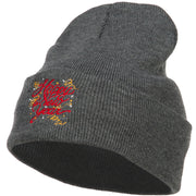 Happy New Year Embroidered Long Knitted Beanie