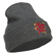 Happy New Year Embroidered Long Knitted Beanie