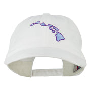 Hawaii State Map Embroidered Washed Cap