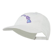 Hawaii State Map Embroidered Washed Cap