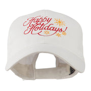 Christmas Happy Holidays Snow Flakes Embroidered Cap