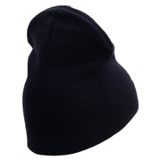 Licensed Made in USA US Submarine Retired Symbol Embroidered 8 Inch Solid Knit Short Beanie - Navy OSFM