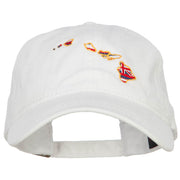 Hawaii State Flag Map Embroidered Washed Cap