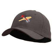 Airplanes Embroidered Stretch Heavy Weight Brushed Cotton Fitted Cap - Charcoal S-M