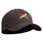 Airplanes Embroidered Stretch Heavy Weight Brushed Cotton Fitted Cap - Charcoal S-M