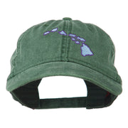 Hawaii State Map Embroidered Washed Cap