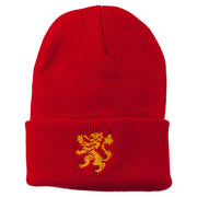 Heraldic Lion Embroidered Long Beanie