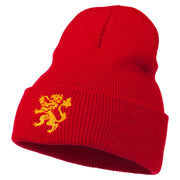 Heraldic Lion Embroidered Long Beanie