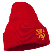 Heraldic Lion Embroidered Long Beanie