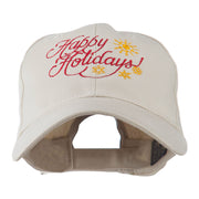 Christmas Happy Holidays Snow Flakes Embroidered Cap