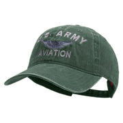 Licensed US Army Aviation Embroidered Washed Solid Pigment Dyed Cotton Twill Brass Buckle Cap - Dk-Green OSFM