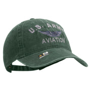 Licensed US Army Aviation Embroidered Washed Solid Pigment Dyed Cotton Twill Brass Buckle Cap - Dk-Green OSFM