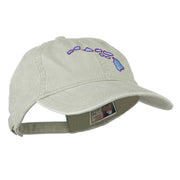 Hawaii State Map Embroidered Washed Cap