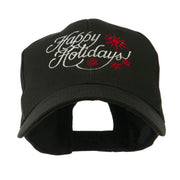 Christmas Happy Holidays Snow Flakes Embroidered Cap