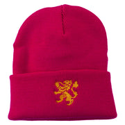 Heraldic Lion Embroidered Long Beanie