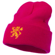 Heraldic Lion Embroidered Long Beanie