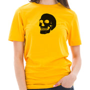 Hand Drawn Skull Graphic Design Short Sleeve Cotton Jersey T-Shirt