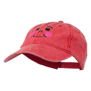 Happy Face Embroidered Washed Dyed Cap