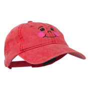 Happy Face Embroidered Washed Dyed Cap