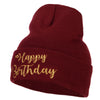 Glitter Happy Birthday Embroidered Knitted Long Beanie