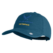US Air Force Veteran with Wing Embroidered Pigment Dyed Cap - Navy OSFM