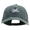 Grey White Airplane Embroidered Unstructured Pigment Dyed Cotton Cap - Dk-Green OSFM