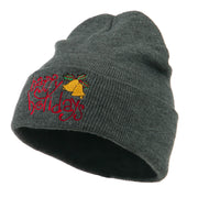 Happy Holidays with Bells Embroidered Long Beanie