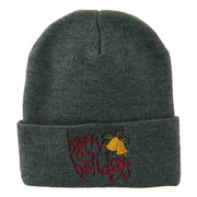 Happy Holidays with Bells Embroidered Long Beanie