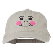 Happy Face Embroidered Washed Dyed Cap