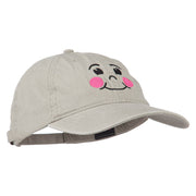 Happy Face Embroidered Washed Dyed Cap