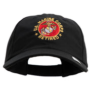 US Marine Corps Retired Emblem Embroidered 6 Panel Unstructured Cotton Twill Cap Made in USA - Black OSFM