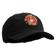 US Marine Corps Retired Emblem Embroidered 6 Panel Unstructured Cotton Twill Cap Made in USA - Black OSFM
