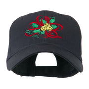 Christmas Holly with Bells Embroidered Cap