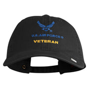 US Air Force Veteran with Wing Embroidered Pigment Dyed Cap - Black OSFM
