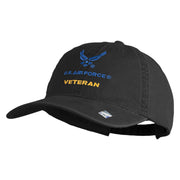 US Air Force Veteran with Wing Embroidered Pigment Dyed Cap - Black OSFM